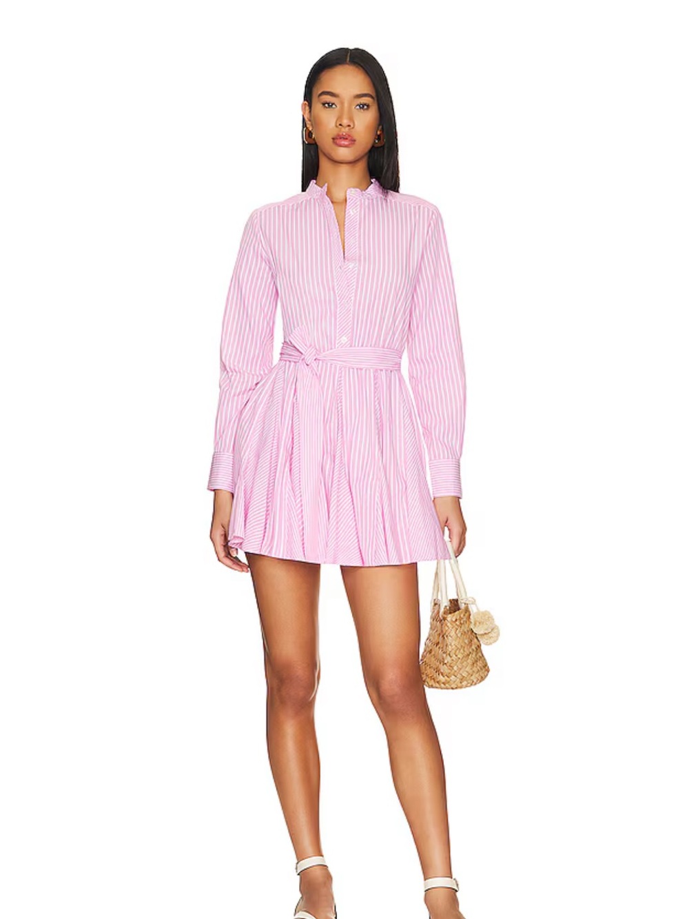 Steve Madden Pink Striped Mini Shirt Dress